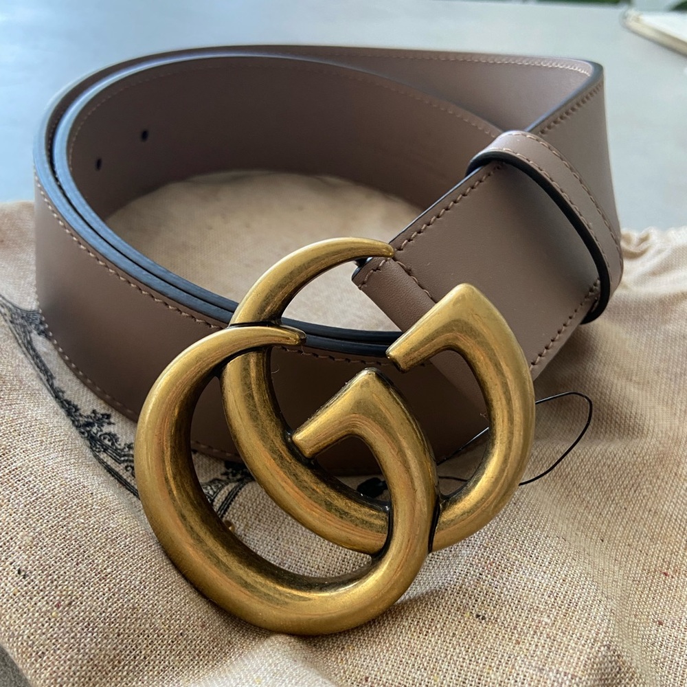 New Authentic Gucci GG belt beige leather